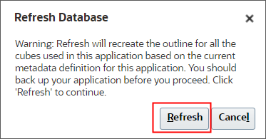 Refresh database confirmation